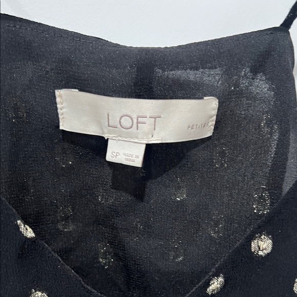 LOFT Black Camisole with Metallic Gold Dots, Size Small Petite - Picture 2 of 8